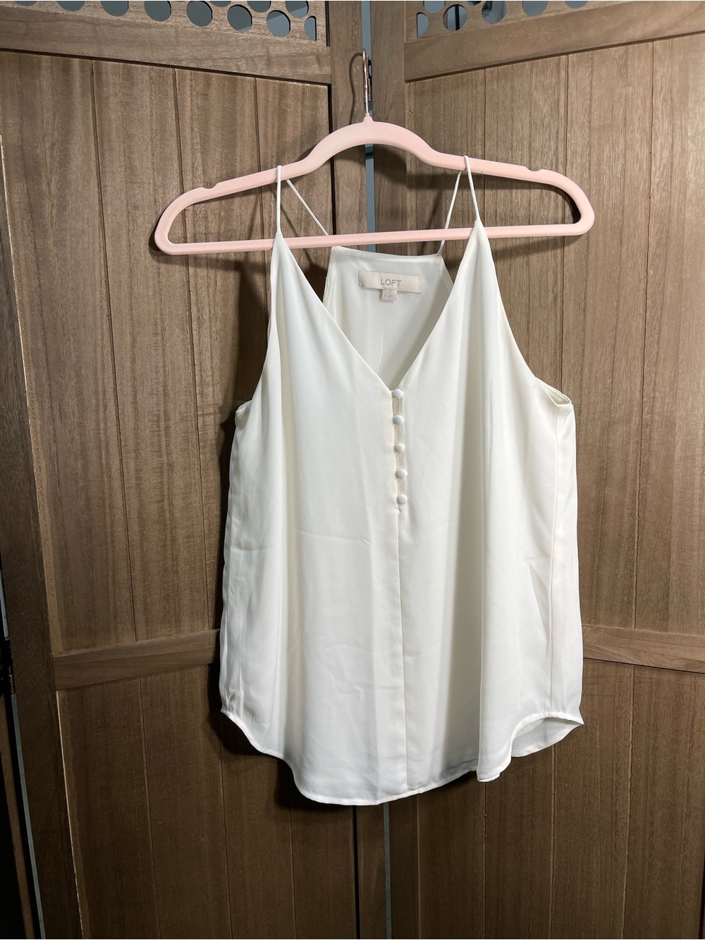 LOFT Cream V-Neck Spaghetti Strap Button-Front Camisole or Top - Size XS